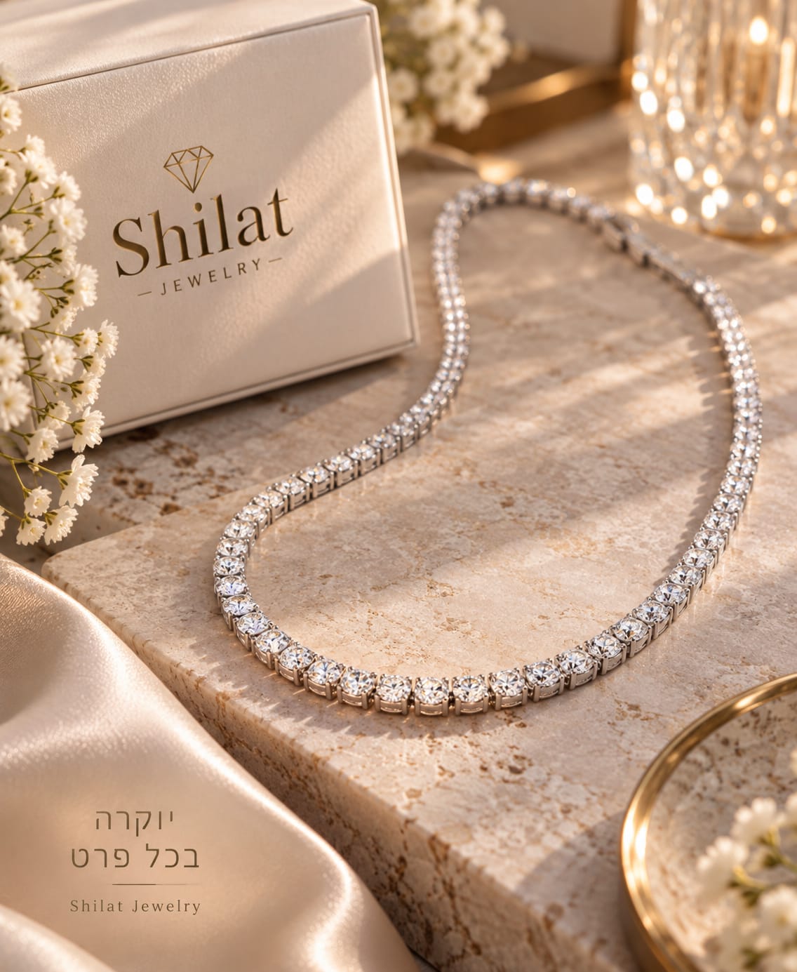 שרשרת טניס אלורה — כסף - shilat