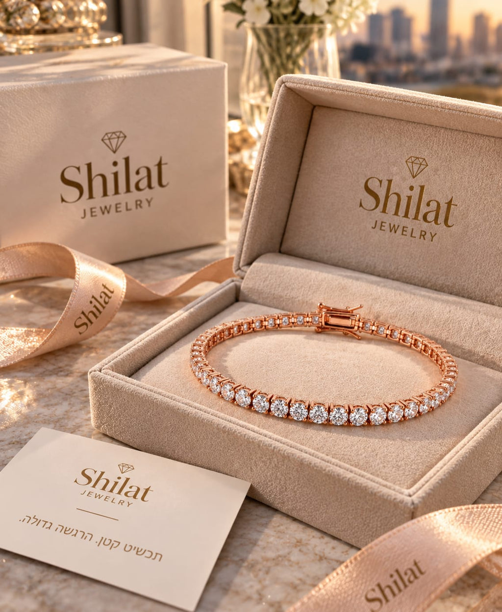 צמיד טניס ליאן — רוז - shilat