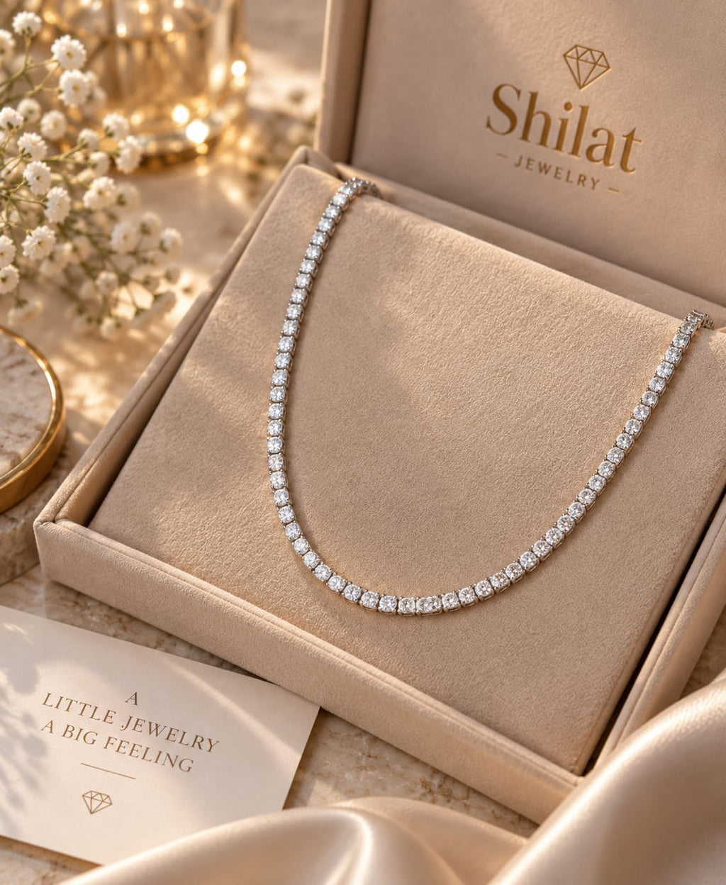 שרשרת טניס ויולה — כסף - shilat